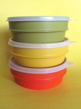 Vintage Tupperware stackable lidded bowls Servalier